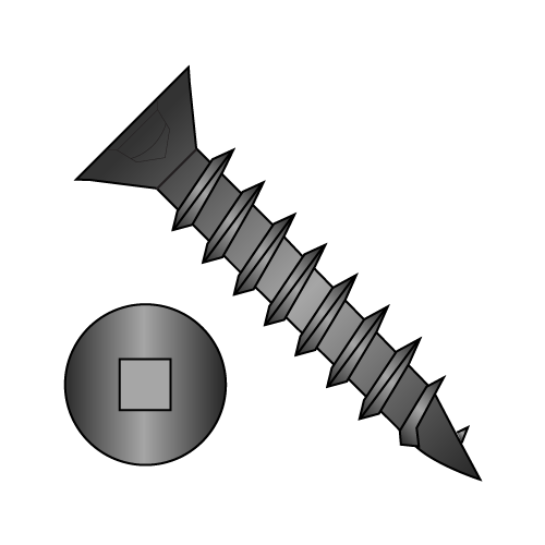 Flat - Square Recess - Deep Thread Wood Screws - Full Thread - Black Oxide