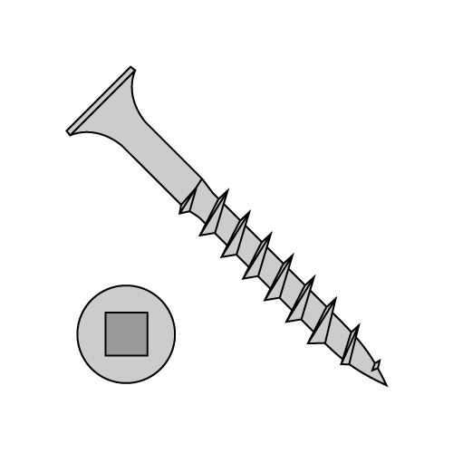 Square Recess - Bugle Head - Deck Screws - Coarse Thread - Sharp Point - Dacrotized