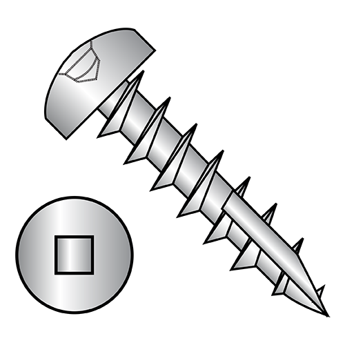 Pan - Square Recess - Deep Thread Wood Screws - #17 Point - 18-8 Stainless