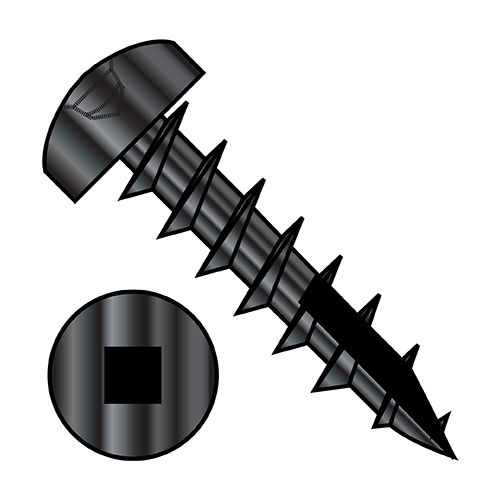 Pan - Square Recess - Deep Thread Wood Screws - #17 Point - Black Oxide