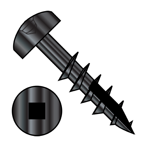 Pan - Square Recess - Deep Thread Wood Screws - #17 Point - Partially Threaded - Black Oxide