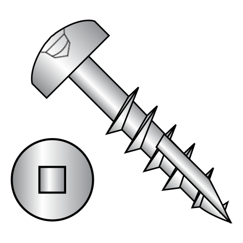 Pan - Square Recess - Deep Thread Wood Screws - #17 Point - Partially Threaded - Zinc