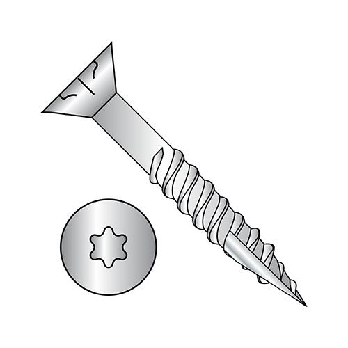 Flat With Nibs - Six Lobe - Exterior Screws with Type 17 Point - 18-8 Stainless