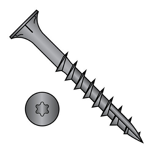 Six Lobe - Flat With Nibs - Deep Thread Wood Screws - #17 Point - Black Oxide- Partially Threaded
