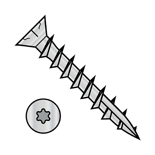 Six-Lobe - Flat Head w/ Nibs - Deck Screws - #17 Point - Full Thread - High Corrosion Resistance - Zinc