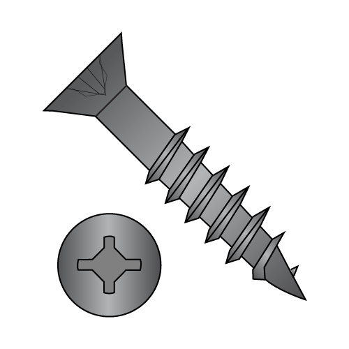 Flat - Square - Phillips - Combo Recess - Deep Thread Wood Screws - Partial Thread - Black Oxide