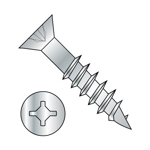Flat - Square - Phillips - Combo Recess - Deep Thread Wood Screws - Partial Thread - Zinc