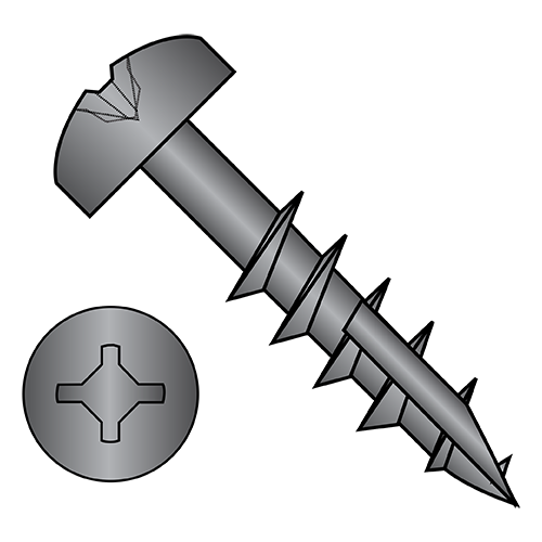 Pan - Square Phillips Combo - Deep Thread Wood Screws - #17 Point - Partially Threaded - Black Oxide