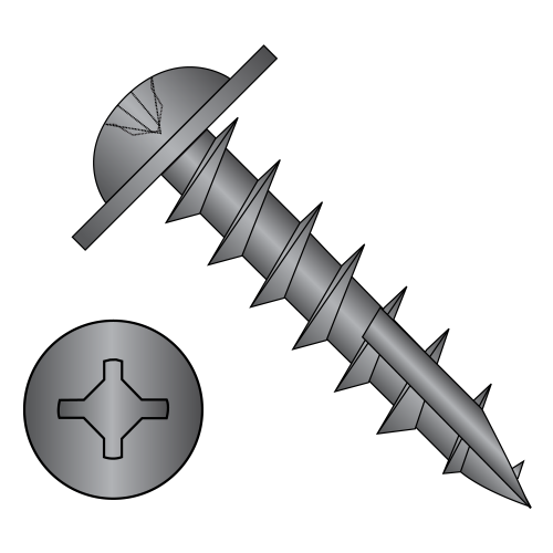 Round Washer - Combo Recess - Deep Thread Wood Screws #17 Point - Full Thread - Black Oxide