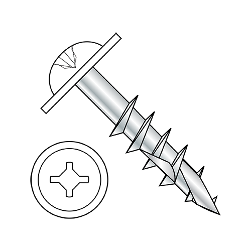 Round Washer - Square Phillips Combo - Deep Thread Screws - Double #17 Pt. - Zinc - White Head