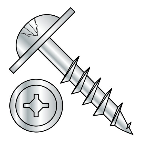 Round Washer - #10 Head - Square / Phillips Combo Recess - Partially Threaded - Deep Thread Wood Screws - Zinc