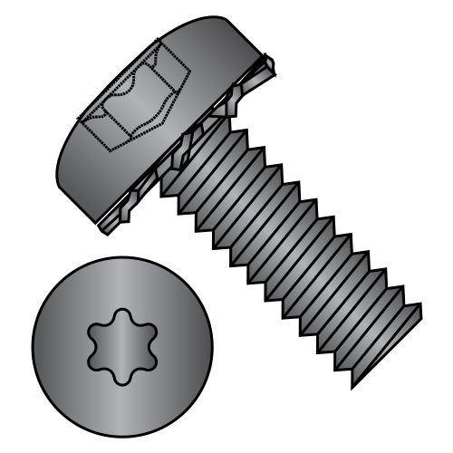 Pan - Six-Lobe - External - SEMS - Machine Screws - Black Zinc
