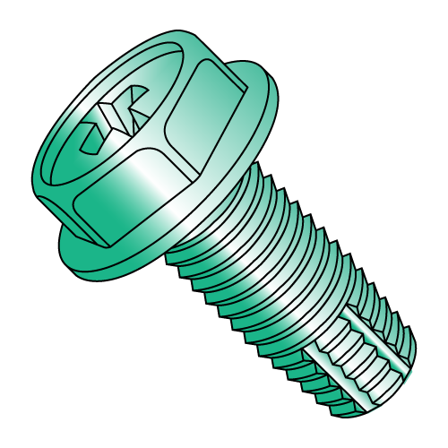 Hex Washer - Phillips - Type F - Thread Cutting Screws - Zinc Green