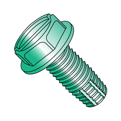 Hex Washer - Slotted - Type F - Thread Cutting Screws - Zinc Green