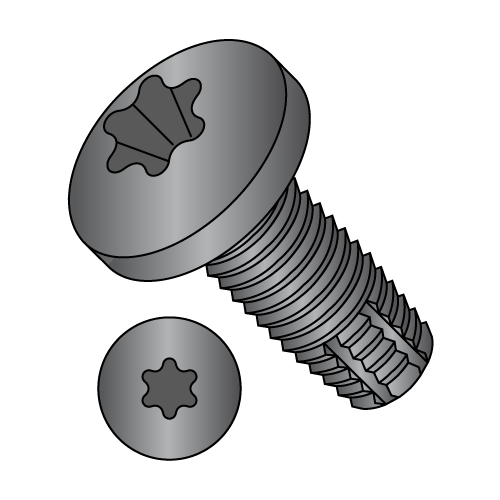 Pan - Six-Lobe - Type F - Thread Cutting Screws - Black Phosphate