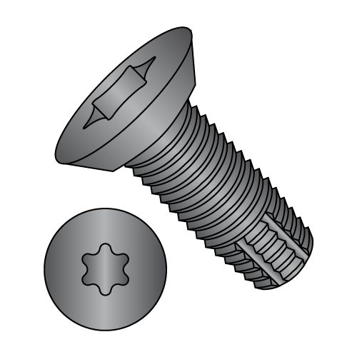 Flat - Undercut - Six-Lobe - Type F - Thread Cutting Screws - Black Phosphate