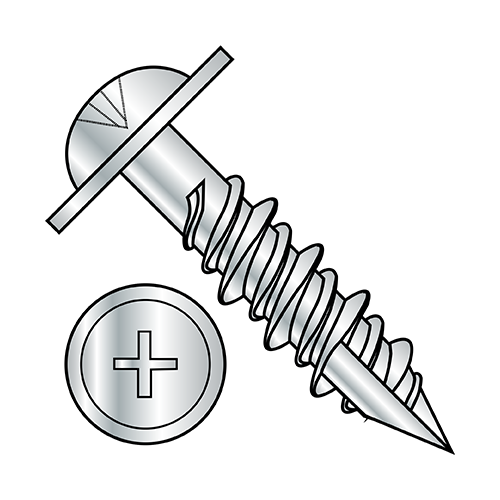 Round Washer - Phillips - High Low Thread - Installation Screws - #17 Point - Zinc