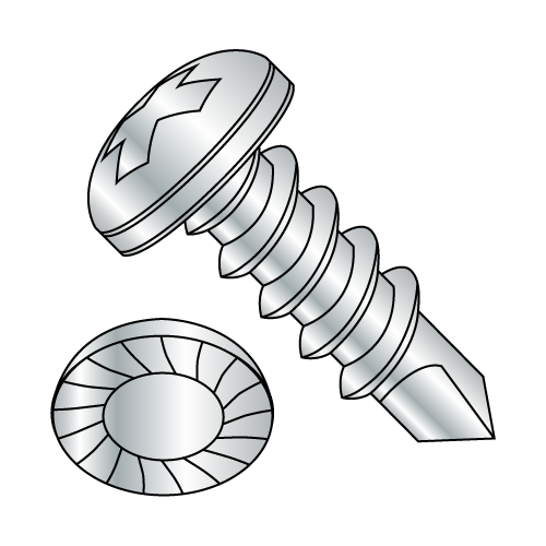 Serrated - Pan - Phillips - Self Drilling Screws - Zinc