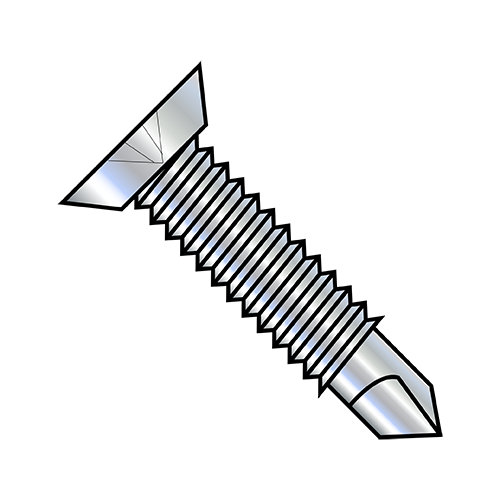 Flat - Undercut - Phillips - #12 with #10 Head - Self Drilling Screws with Machine Screw Threads - Zinc