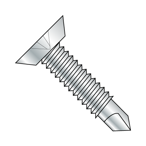 Flat - Phillips - Undercut - Self Drilling Screws with Machine Screw Threads- Zinc
