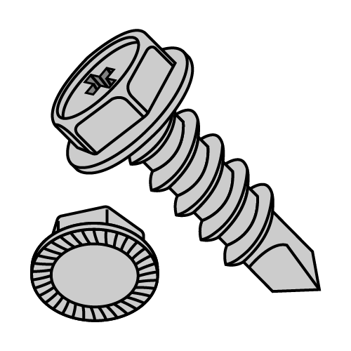 Serrated - Hex Washer - Phillips - Self Drilling Screws - Zinc