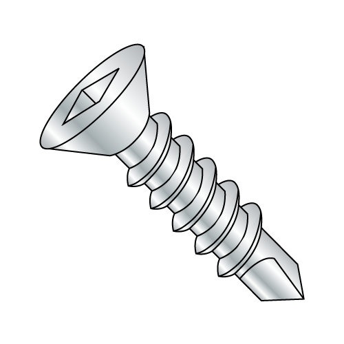 Square Drive - Flat Head - Self Drilling Screws - Zinc