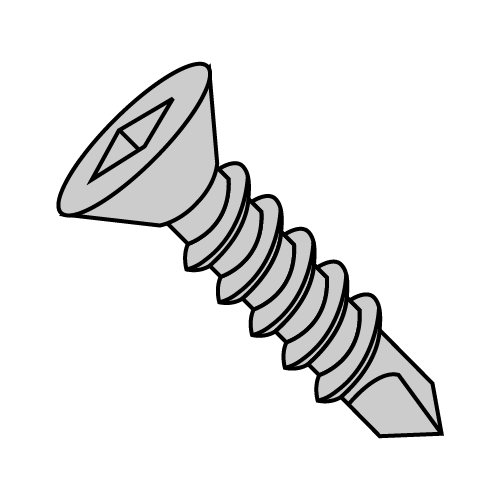 Square Drive - Flat Head - Self Drilling Screws - Zinc - 1,000 Hour Salt Spray Rated