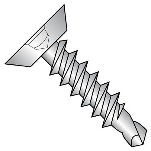 82 Flat Undercut - Square Recess - Self Drilling Screws - 18-8 Stainless