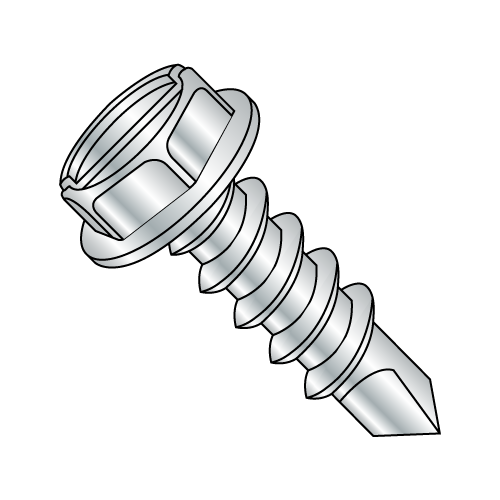 Hex Washer - Slotted - Self Drilling Screws - Zinc