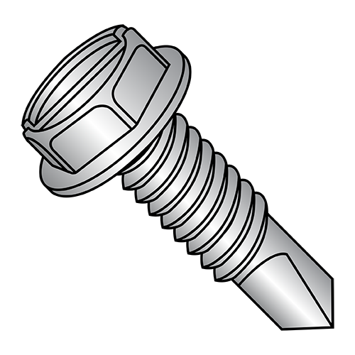 Slotted - Hex Washer - Self Driling Screws - Machine Screw Thread - 1,000 HR Rated - Silver Ruspert