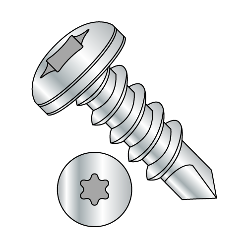 Pan - Six-Lobe - Self Drilling Screws - Zinc