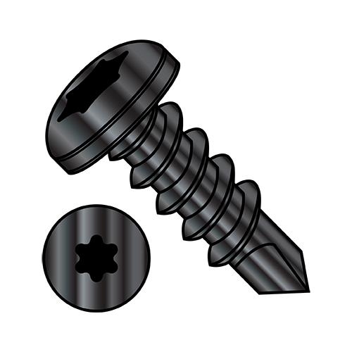 Pan - Six-Lobe - Self Drilling Screws - Black Zinc