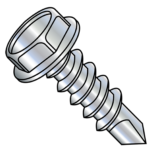 Unslotted - Hex Washer - Self Drilling Screws - #2 Point Non-Standard - Zinc