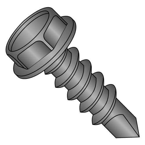Hex Washer - Unslotted - Self Drilling Screws - 410 Stainless Steel - Black Oxide