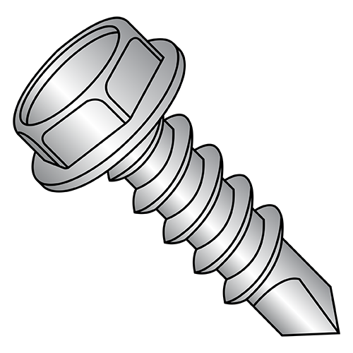 Unslotted - Hex Washer - Self Drilling Screws - Silver Ruspert