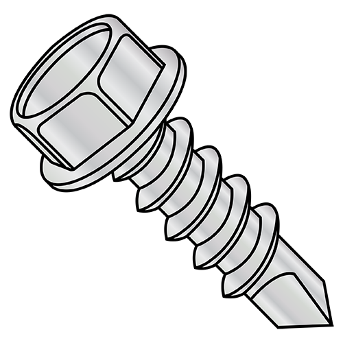 Hex Washer - Unslotted - High Head - Self Drilling Screws - Zinc