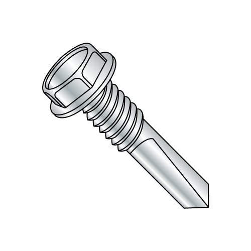 #5 Point - Hex Washer - Unslotted - Self Drilling Screws - Machine Threads - Zinc