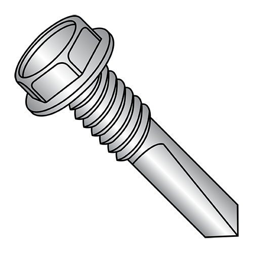 Unslotted - Hex Washer - Self Drilling Screws - #5 Pt. - Silver Ruspert