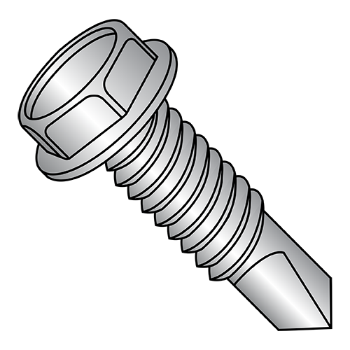 Unslotted - Hex Washer - Self Drilling Screws - #3 Pt. - Silver Ruspert