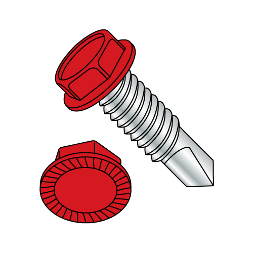Serrated Hex Washer - Unslotted - Self Drilling Screws - Red Head