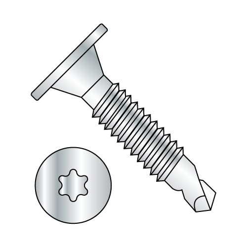 Wafer - Six-Lobe - Self Drilling Screws w/ Spaced Threads - Zinc