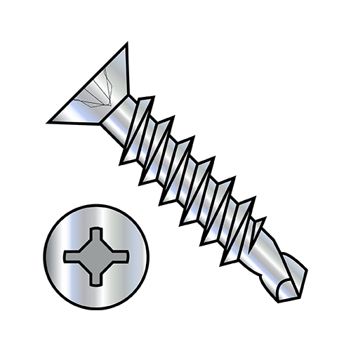 Flat - Combo (Square / Phillips) - Self Drilling Screws - Zinc
