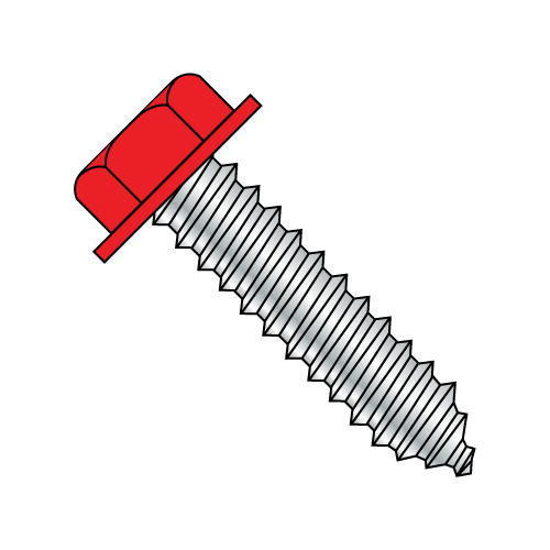 Lag Screw - 5/16 Hex Washer with Red-Painted Head  -Zinc