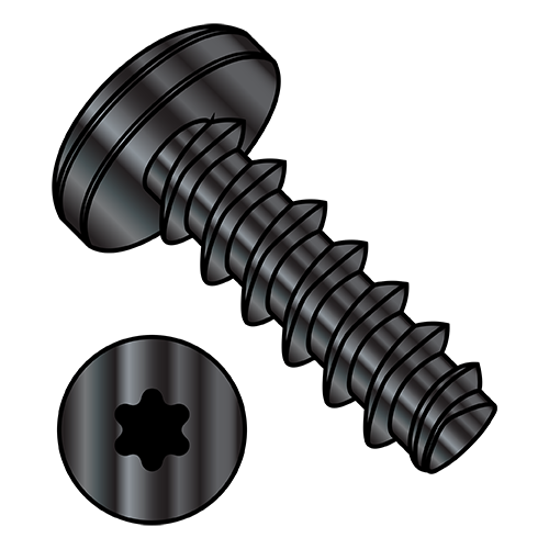 Pan - Six Lobe - Generic Alternatives to Plastite® / Plas-Fix® 45 Thread Rolling Screws* - Black Oxide