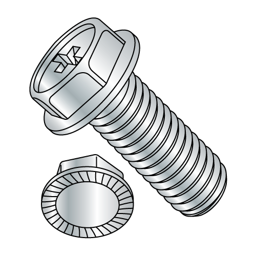 Serrated - Hex Washer - Phillips - Machine Screws - Nickel