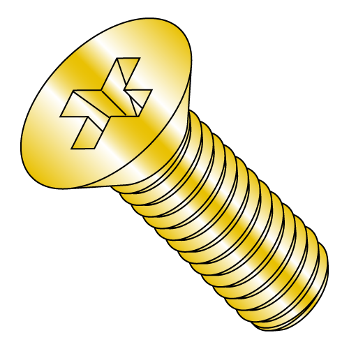 Flat 82° - Phillips - Machine Screw - MS35190 - Coarse - Cadmium Yellow