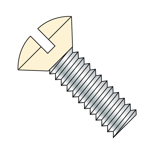 Oval Slotted - Machine Screws - Ivory Painted Head - Zinc