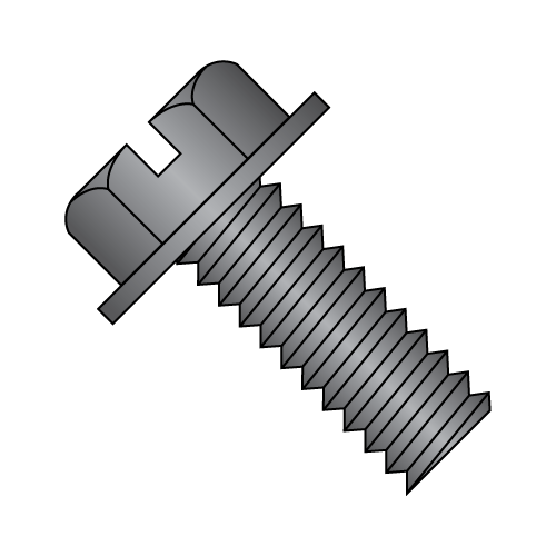 Slotted - Indented - Hex Washer - Machine Screws - Black Oxide