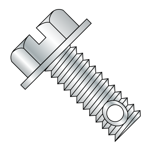 Slotted - Indented - Hex Washer - Drill Hole - Machine Screw - Zinc