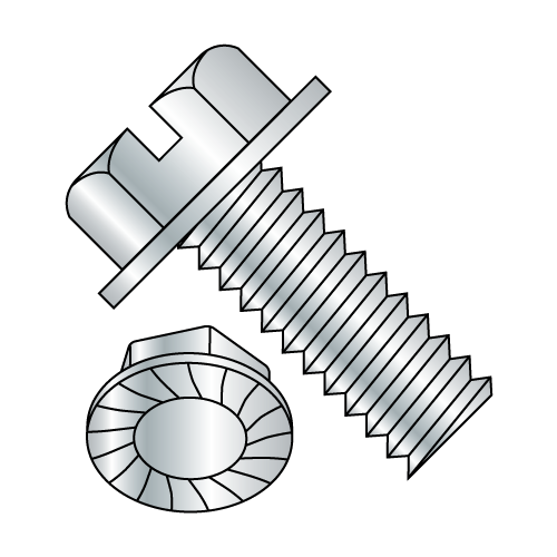Serrated - Hex Washer - Slotted - Machine Screws - Zinc